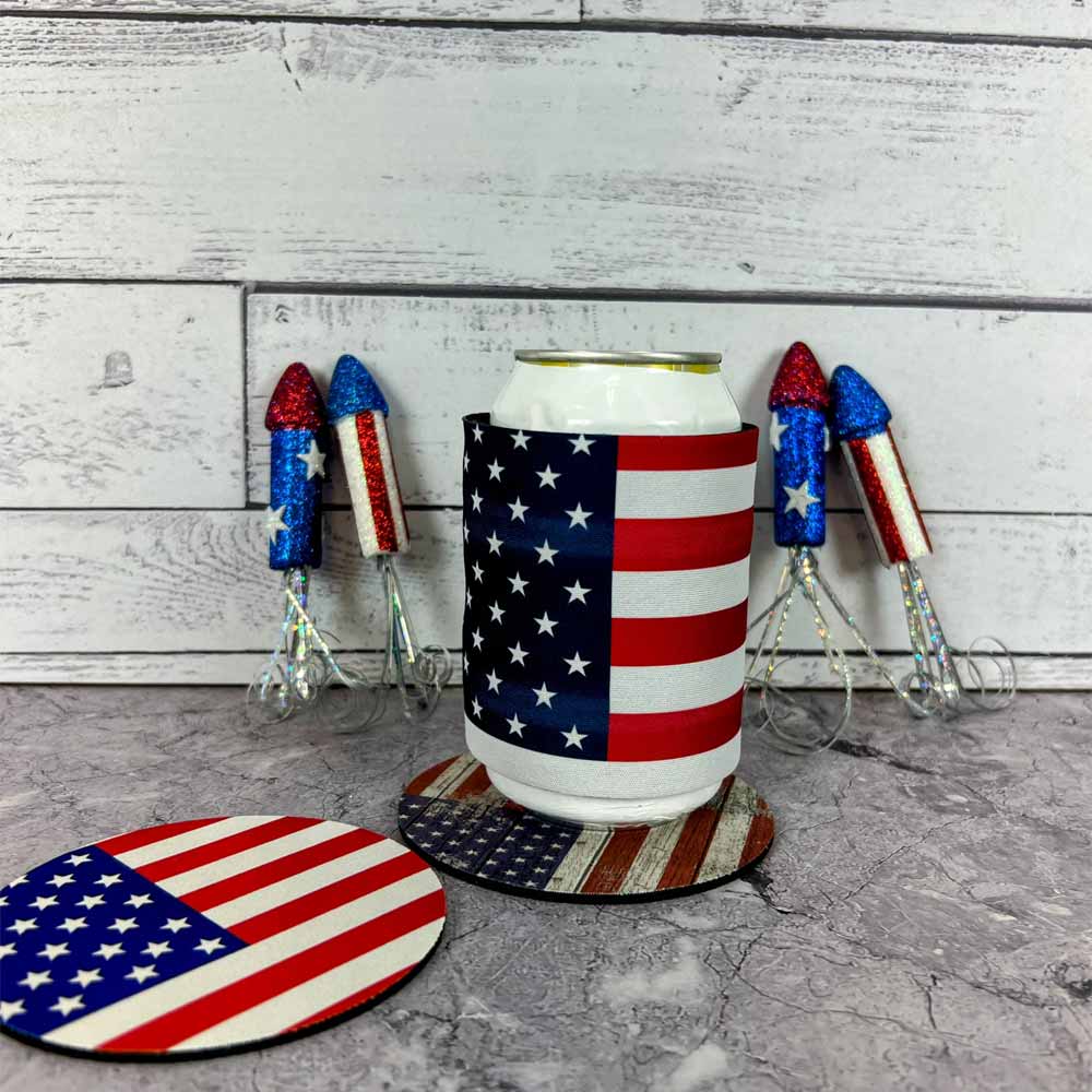 USA Stars & Stripes Patriotic Can Cooler