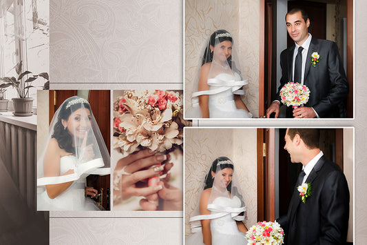 The groom with wedding bouquet came to the bride