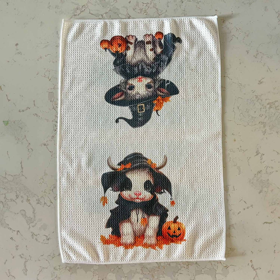 Microfiber Waffle Towel - Halloween - Cute Baby Cows