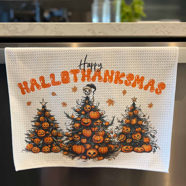 Microfiber Waffle Towel - Halloween - Happy HalloThanksMas