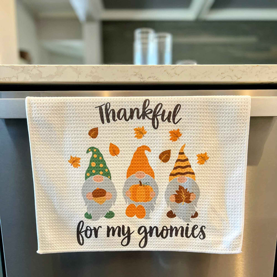 Microfiber Waffle Towel - Fall - Thankful for my gnomies