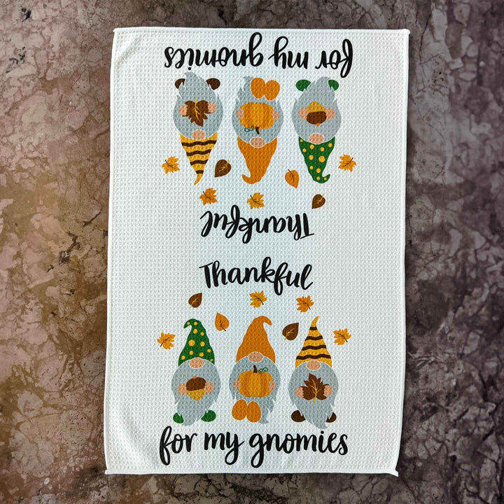 Microfiber Waffle Towel - Fall - Thankful for my gnomies