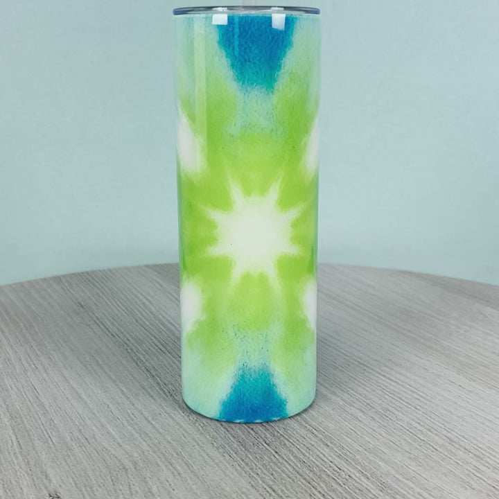 Green and Blue Tie Dye 20 oz. Skinny Tumbler - Creative Cottage