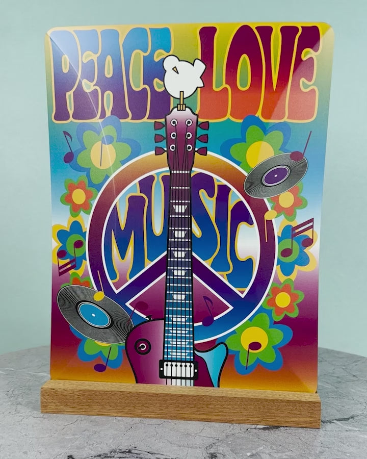 Unique Aluminum Sign with Stand - Peace Love Music