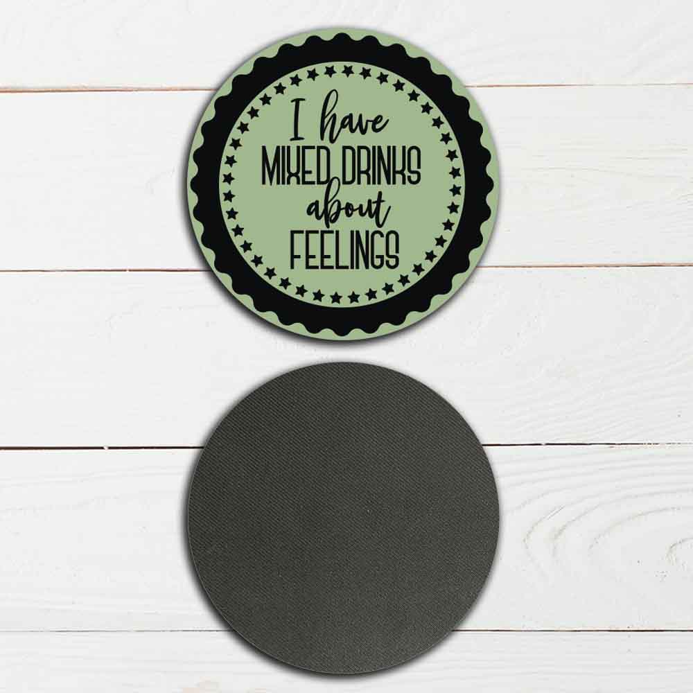 Set of 4 - 4" Funny Sarcastic Coasters - TPE - Polyester with Rubber Back