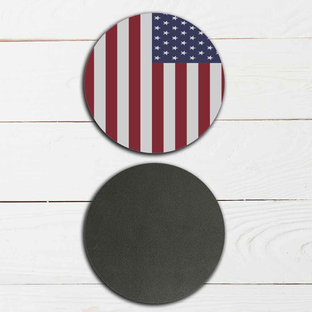 Set of 4 - 4" American Flag Coasters - TPE - Polyester with Rubber Back