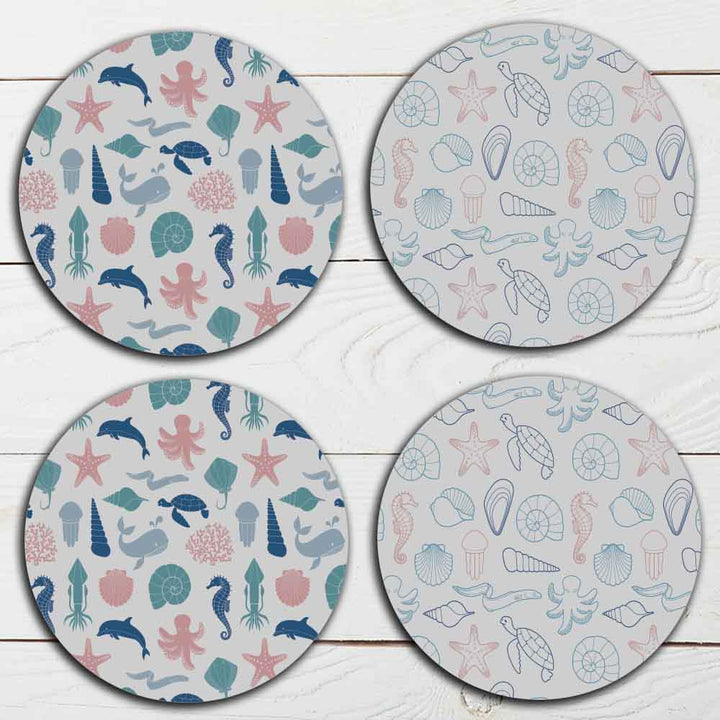 Set of 4 - 4" Coasters - TPE - Polyester with Rubber Back