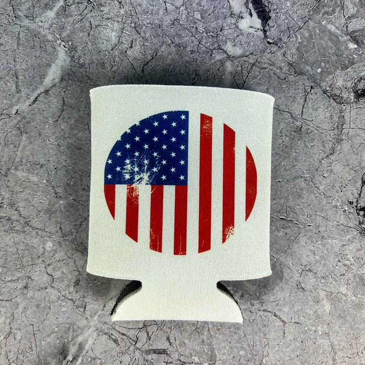 Round American Flag Can Cooler